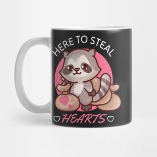 Here to Steal Hearts Funny Valentines Day Racoon Mug